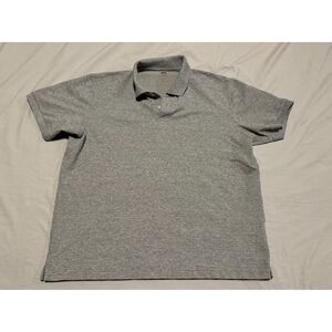Uniqlo Pique Polo Shirt XL Light Grey Classic Fit Short Sleeve Cotton Casual